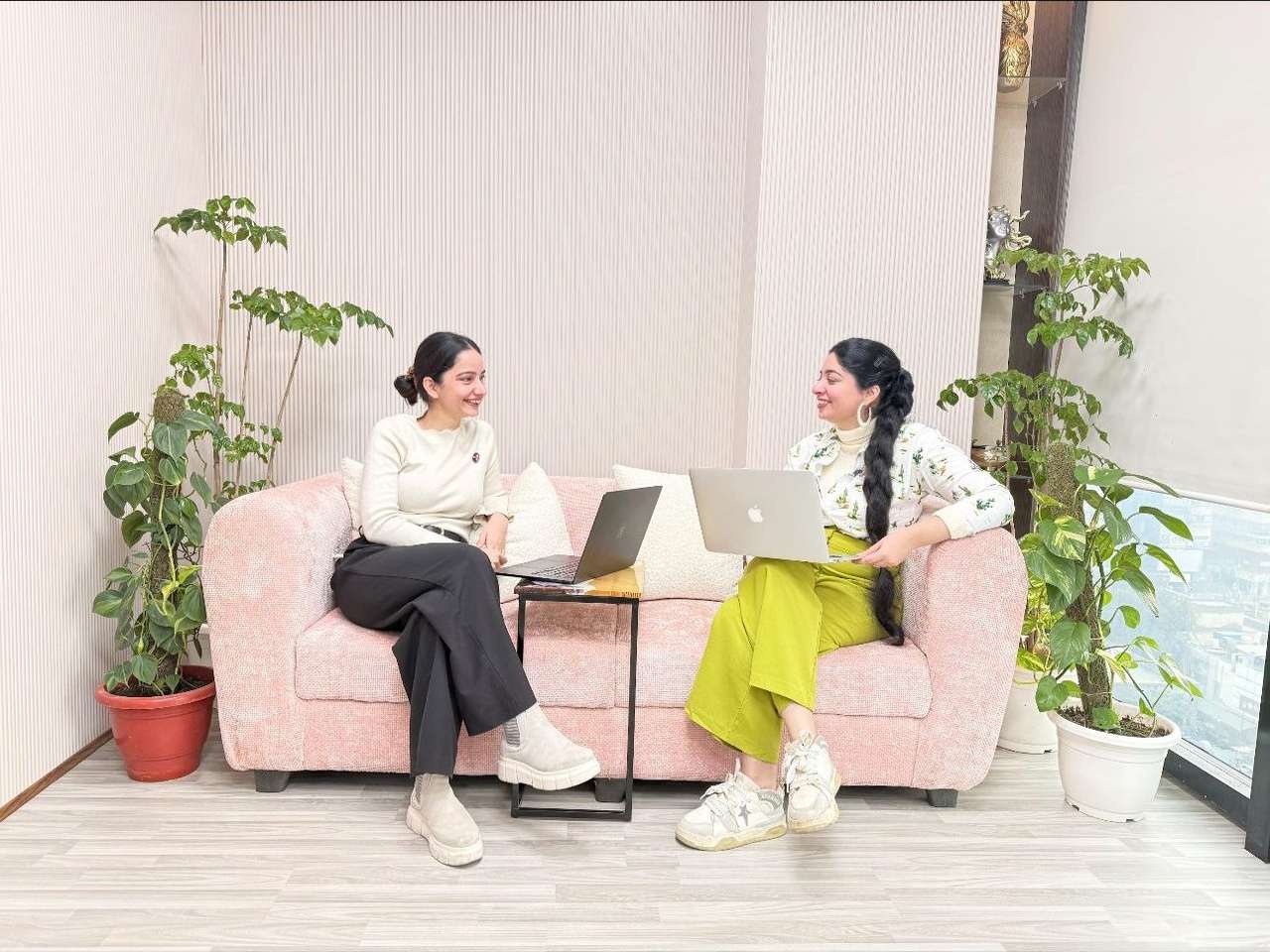 Two counsellors working together at the Shiksha Nerd office